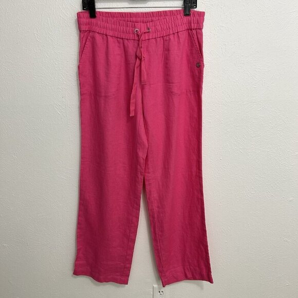 Southern Tide New 100% Pink Linen Wide Leg Pant Elastic Waist Drawstring Size S - Picture 12 of 12